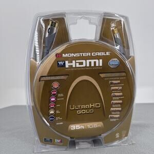 Monster Cable UltraHD Gold HDMI Cable 35ft Advanced High Speed 4K New Sealed